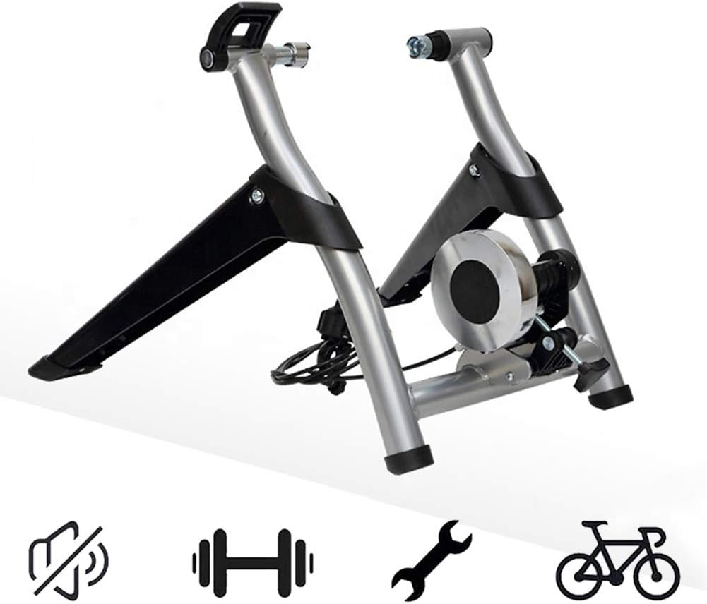 POEO Portable Bike Trainer Stand, Indoor Bike Magnetic Resistances Eexercise Trainer with Quick Release Wheel Block & 7 Level Resistance, Quiet and Smooth,Black