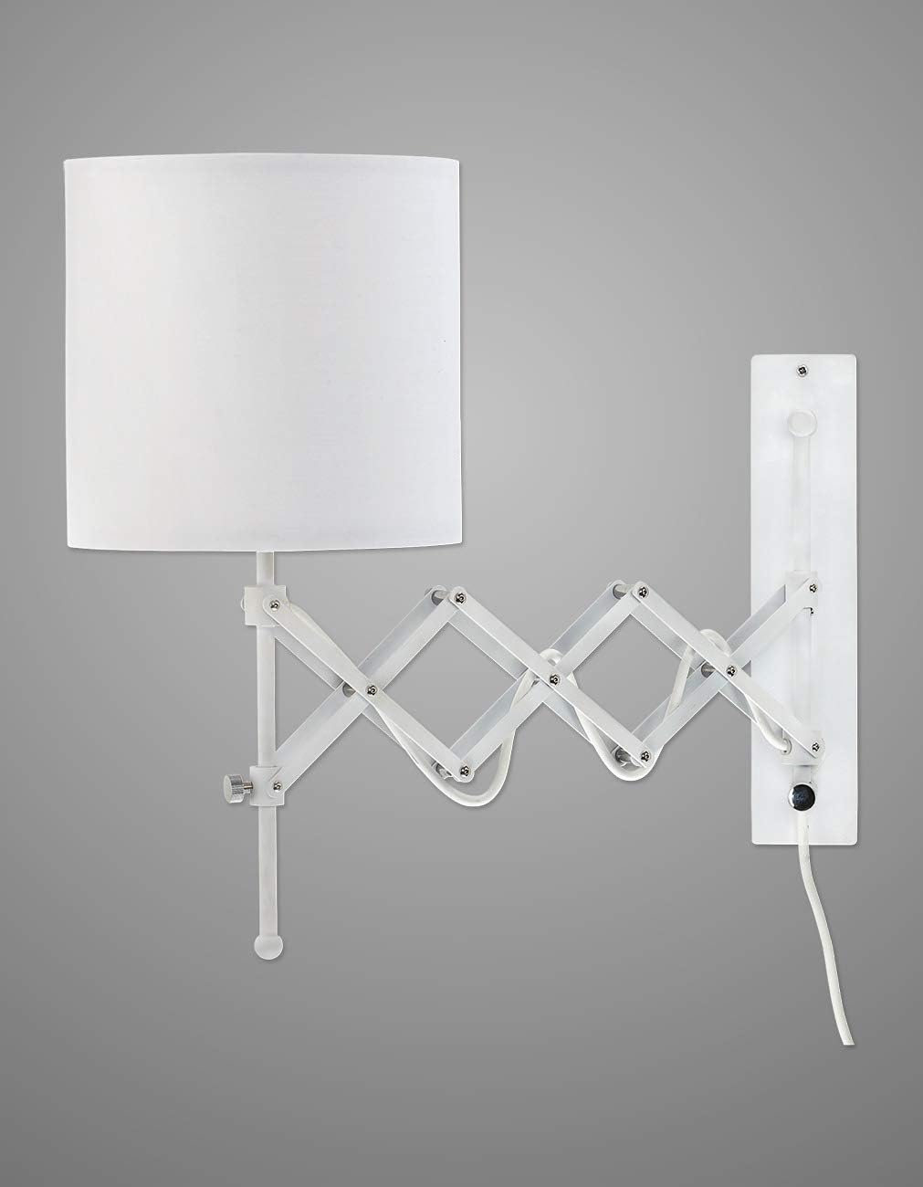 Modernluci Wall Light Modern Sconce with Practical Plug, Bed Room Scissor Arm Wall Lamp, Reading Bedside Lamps White [Energy Class A]