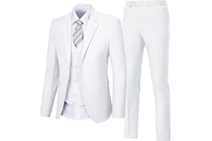 AOWDOY Men's Suit 3 Piece Wedding Suits 2 Buttons Slim Fit Tuxedo Set for Men Prom Casual Business Man Jacket Blazer Vest Pant