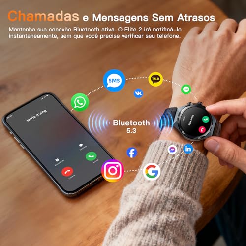 Relógio Smartwatch Kieslect AI 1,46" AOD GPS Relógio Bluetooth Chamadas sem atrasos Smart Watch para homens Mostrador de vídeo Bateria com duração de 14 dias Resistente à água 5ATM