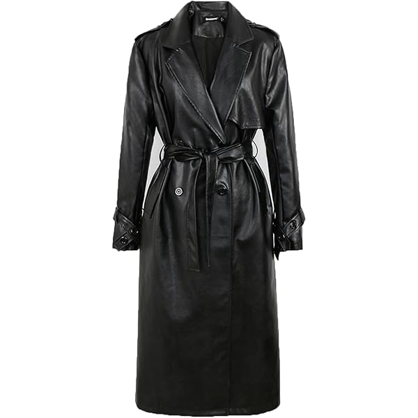 Classic Long Trench Coat - Genuine Leather Full Length