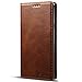 FLY HAWK Samsung S9 Plus Smart Leather Wallet Cell Phone Card Holder Case Kickstand Protective Flip Cover, Brown