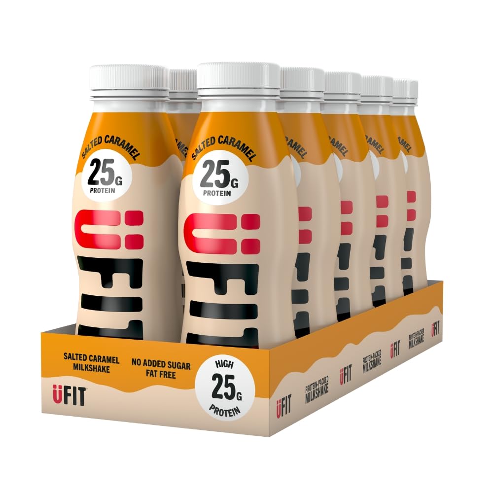 UFIT High 25g Protein Shake - Salted Caramel Flavour- Fat Free - No Added Sugar – Ready to Drink - 10 x 330ml (Packaging May Vary) — image 1