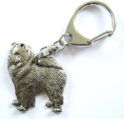 Chow Chow Keyring Silver Finish