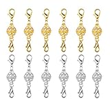 Dsmile Magnetic Jewelry Clasps Rhinestone Ball Style for Jewelry Necklace Bracelet,10 mm Gold/Silver Plated 12 Sets
