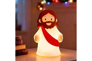 KangTen CHEN Jesus Night Light Rechargeable Bedside Night Light Dimmable Silicone LED Light Ideal for Religious Gatherings, Gifts for Sunday School, Baptism Presents, Easter Egg Decorations (red)
