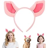 Beavorty Pig Ears Headband Plush Animal Ear Headband Piglet Ears Headwear Headdress Pink Animal Costume Cosplay Halloween Party Accessory for Kids Adult