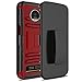 FYSSHUO Moto Z3 Play Case, Heavy Duty Shockproof Full-Body Protective Hybrid Case with Swivel Belt Clip and Kickstand for Motorola Moto Z3 Play (Red)