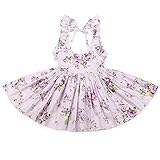 Flofallzique Girls Beach Floral princess dress with Rose Girl Kids Clothes（Purple）