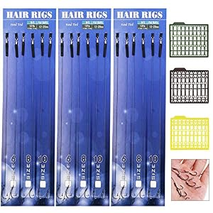 Buzifu Kit De 18 Pcs Hameçon Carpe Sans Ardillon En Acier Carbone Taille 6/8 / 10 Tresse Fil à Haute Résistance Bas De Ligne Matériel De Pêche Avec 3 Pcs Arrêts à L’appâte Pour Pêche à La Carpe