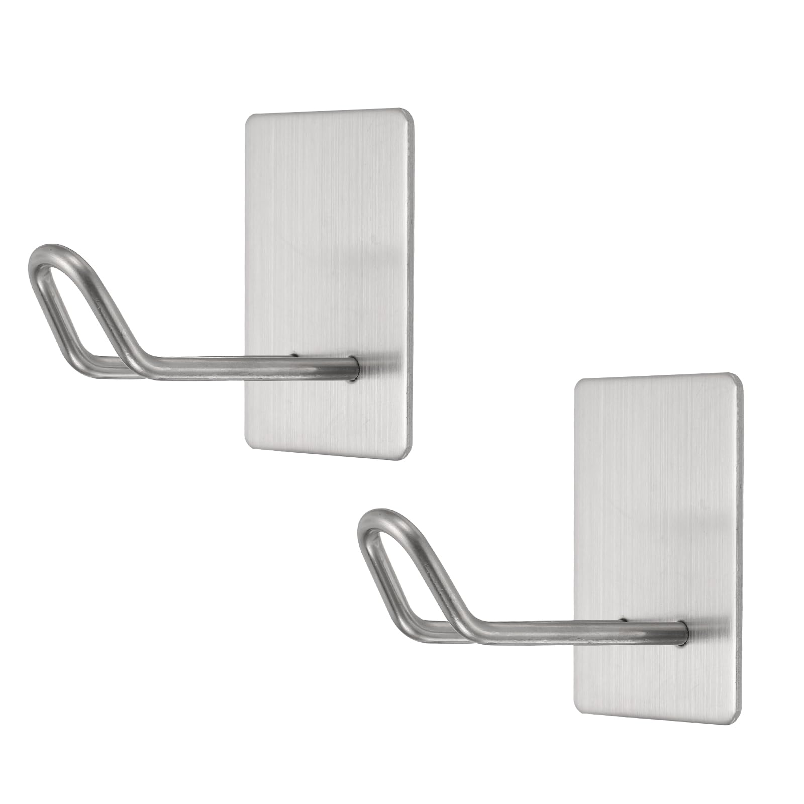 Photo 1 of HARFINGTON 2pcs Self Adhesive Wall Hooks Large Waterproof Stainless Steel Sticky Towel Closet Hooks Adhesive Wall Mount Hangers Without Drill for Bathroom Kitchen Washroom Doorway, Silver
