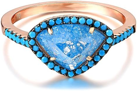 Zeni Turquoise Rings Heart Shape 925 Sterling Silver Rings Jewelry with Previous Popcorn Stone for Women (7)
