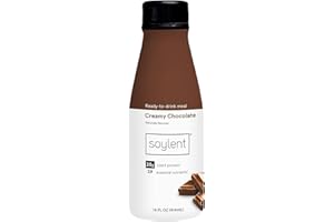 Soylent Complete Meal Replacement Shake, Creamy Chocolate, 20g complete protein, 28 vitamins & minerals, low sugar, 14oz (Single Bottle)