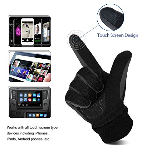 VBG VBIGER Winter Gloves Warm Knit Touchscreen Gloves Driving Motorcycle Cycling Gloves Black Work Gloves for Men Women (X-Large, Black)