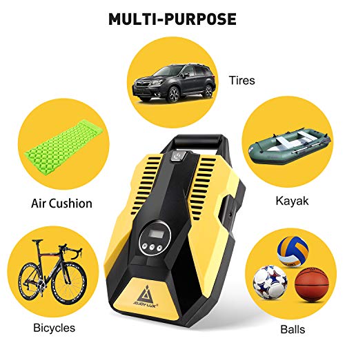 Portable Air Compressor Pump,12V DC Digital Tire Inflator, 150 PSI Auto Shut-off, w/ emergency LED flasher & Extra Long Cable for Tires, Bicycle, Air Boat/Mattress,Balls and Other Inflatables