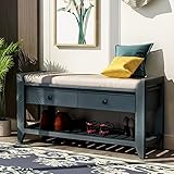 Entryway Storage Bench with Cushioned Seat Shoe