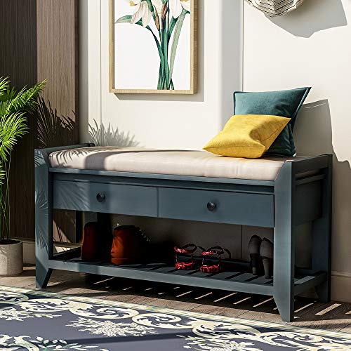 Entryway Storage Bench with Cushioned Seat Shoe