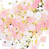 Premium 1-inch Round Tissue Paper Party Table Confetti - 50 Grams (Pink, White, Gold Mylar Flakes)