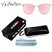 VeBrellen Plastic Frame Unisex Sunglasses Polarized TAC Mirrored Colorful Lens Driving Glasses UV400 (Pink Frame With Pink Lens, 54)