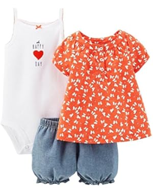 Baby Girls' 3 Piece Print Romper Set (Baby)