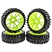JIUWU 4-Pack Ultimate Off-Road 17mm Rc Vehicle Wheels and Tires - High-Performance Upgrade Car Rc Drifting Tires for 1/8 Scale Buggies with Exceptional Grip and Durability (Green)