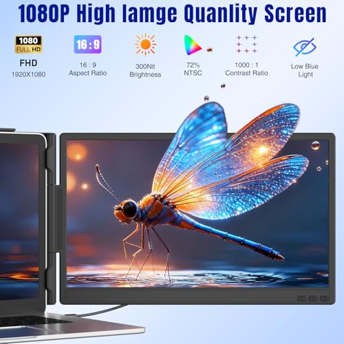 KEFEYA Laptop Screen Extender 14", FHD 1080P IPS Laptop Monitor Extender, Portable Monitor for Laptop 13-17" with USB-C/HDMI Port, Plug n Play for Windows/Mac/Android/Switch/PS5