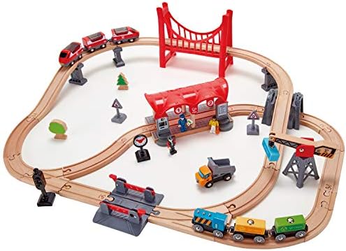 Hape E3730 Busy City Rail Set (51 Piece 
