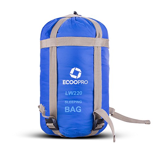 ECOOPRO Sleeping Bag 60F/15C– Single Envelope Lightweight Portable Waterproof&Compact with Compression Sack- Outdoor Camping, Backpacking&Hiking -Great for 4 Season Sleeping Bag Blue