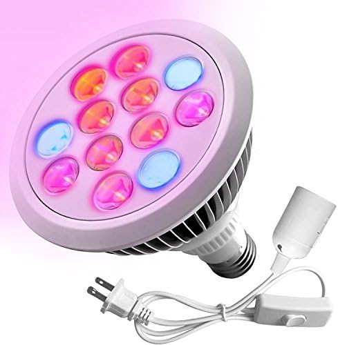 Premium LED Grow Light Bulb, High Efficient Hydroponic Grow Light for Plant, Greenhouse, Indoor Garden (12W) - With Free Extension Lamp Plug