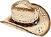 Men's & Women's Western Style Cowboy / Cowgirl Straw Hat with Bull  Big Bead Band - Beige