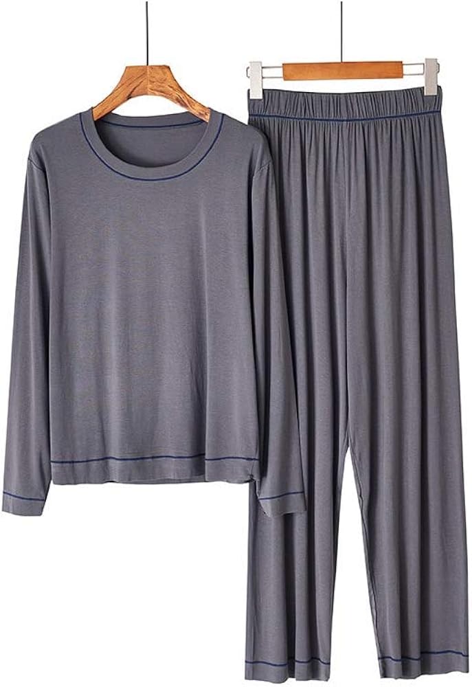 Pyjamas Round Neck Long Sleeve Women Cotton Casual Style Solid Color