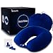 OXA Memory Foam Neck Pillow With 2 Pair of Earplugs, Double Buckcle, Dark Blue Travel Pillow