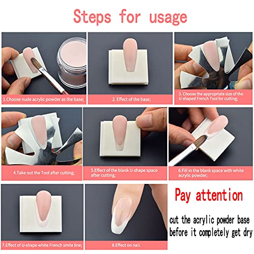 Oval French Tip Cutter 2 Pcs,9 Sizes French Smile Line Cutter DIY Nail Art Almond Deep Oval French Cutter for Nails Reusable Easy French Nail Cutter Plate Module Stainless Steel