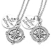 Top Plaza 2pcs/Set Silver Tone No Matter Where Necklace, Best Friends Lovers Couples Necklace Set - Valentine's Day Gift (Style #2)