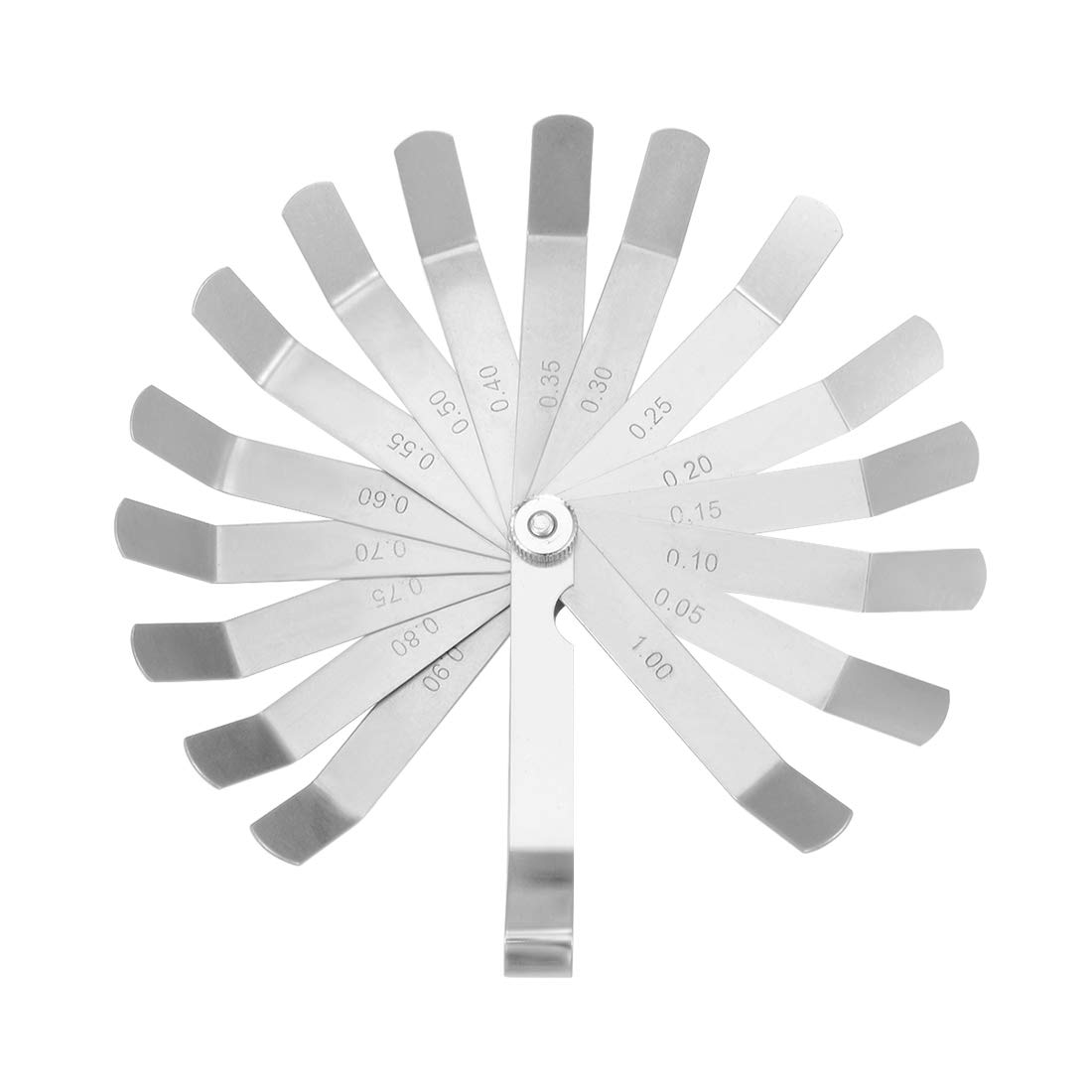sourcing map Metric Thickness Feeler Gauge 0.05-1.00mm 16 Pieces Mn Steel Measuring Tool for Gap Width