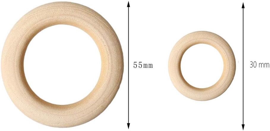 TsLinc 40 Pcs Natural Wood Rings - Image 3