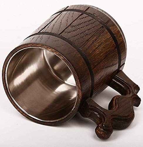 Handmade Beer Mug Wooden Tankard Beer Stein (20 OZ BROWN) Monster Hunter Mug