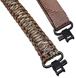 Estobi Outfitters Gun Sling for Rifle Shotgun or Crossbow - Extra Strong 550 Paracord - 2 Point Adjustable Strap with Metal Swivels, Desert Brown Camo