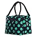 ZXKE Dots Print Style Women Handbags Lunch Bag Tote (Green dots blue)