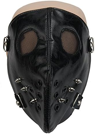 Punk Mask Full Face Mask Rivet Sport Cosplay Leather Mask (rivet black)