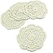 kilofly Small Crochet Cotton Lace Coasters Doilies Pack Set, 4pc, Beige, Round, 4 inch