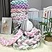 LOAOL Baby Crib Bumper Knotted Braided Plush Nursery Cradle Decor Newborn Gift Pillow Cushion Junior Bed Sleep Bumper (2 Meters, White-Gray-Blue)