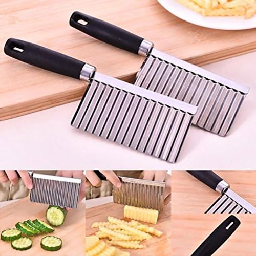 Hongxin Stainless Steel Wave Potato Cutter Vegetable Fruits Cucumber Slicer Chopper Kitchen Gadget Cooking Kitchen Tools (A)