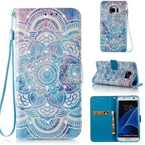 Galaxy S7 edge case,FlREFlSH Protected Wrist Straps Credit Card Holder Wallet Magnetic Closure Premium PU Leather Durable Scratch Resistant Kickstand Case Cover for Samsung Galaxy S7 edge-Flower