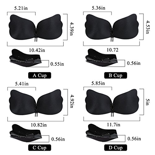 【NEW 2018 VERSION】Adhesive Bra Push Up Strapless Bras, Backless Reusable Invisible Bra with Drawstring for Women