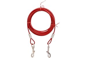 Tie Out Cable for Dogs with Metal Hooks Steel Wire PVC Cover Ultra Lightweight Yard Camping Rust Proof 16ft
