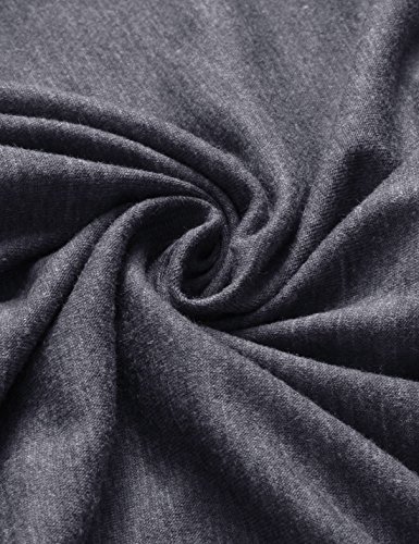NEARKIN (NKNKWMD721 Womens Figure Hugging Shirred 3/4 Sleeve Henley Midi Dress Darkgray US L(Tag Size XL) - Thumbnail 4
