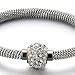 Stainless Steel Bangle Bracelet with Cubic Zirconia and Magnetic Clasp
