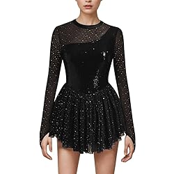 AFAVOM Sequin Figure Skating Dress for Women Girls
