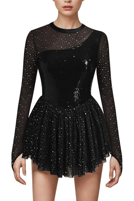 Maillot Sin Mangas Vestido De Patinaje Artístico Para Niñas Con